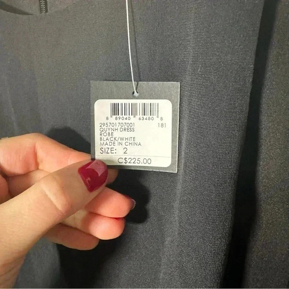 NWT Club Monaco Black/White Colorblock Dress 100% Silk Size 2 - Picture 5 of 8